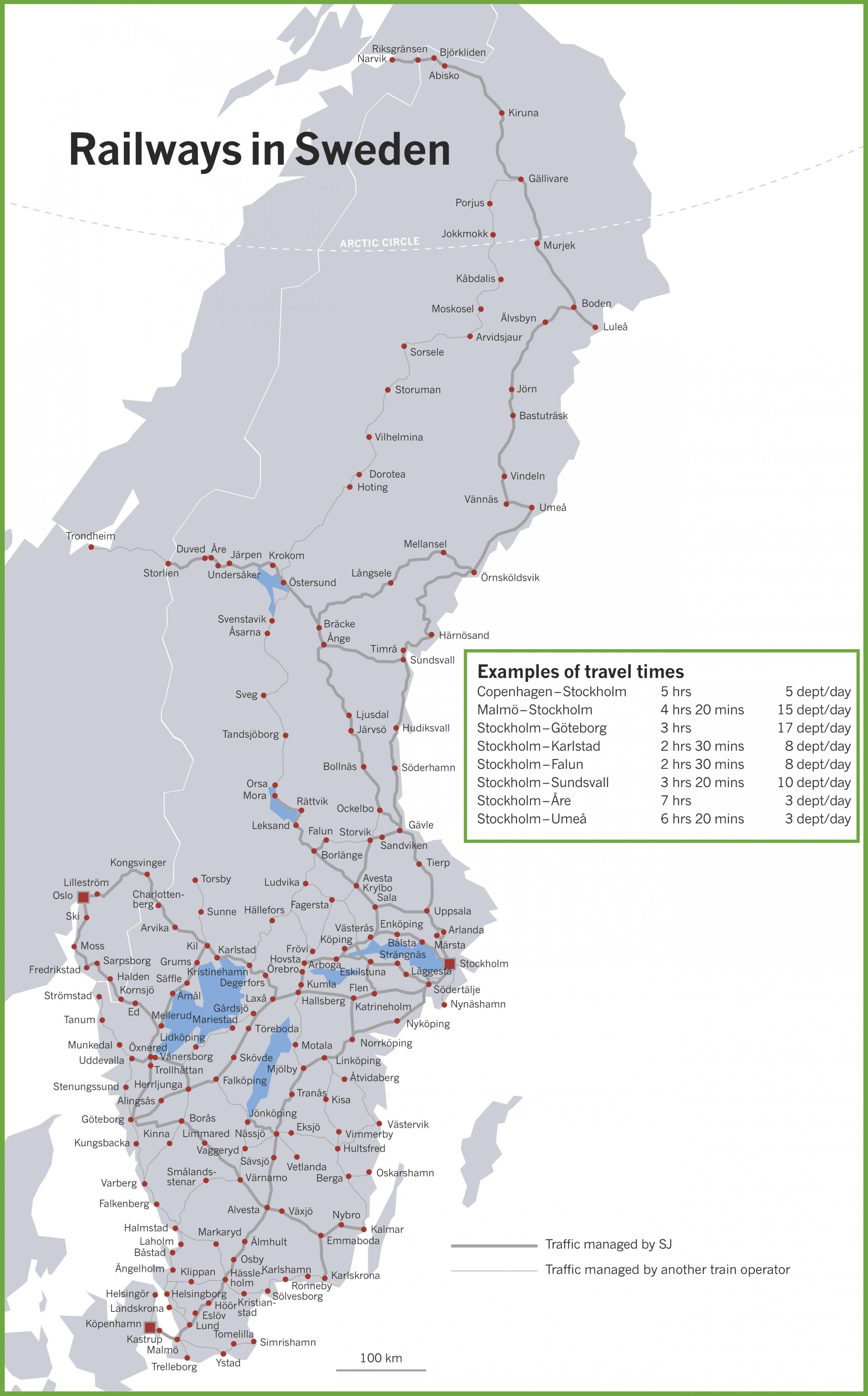 Suecia mapa de trenes - Tren mapa de Suecia (Norte de Europa - Europa)