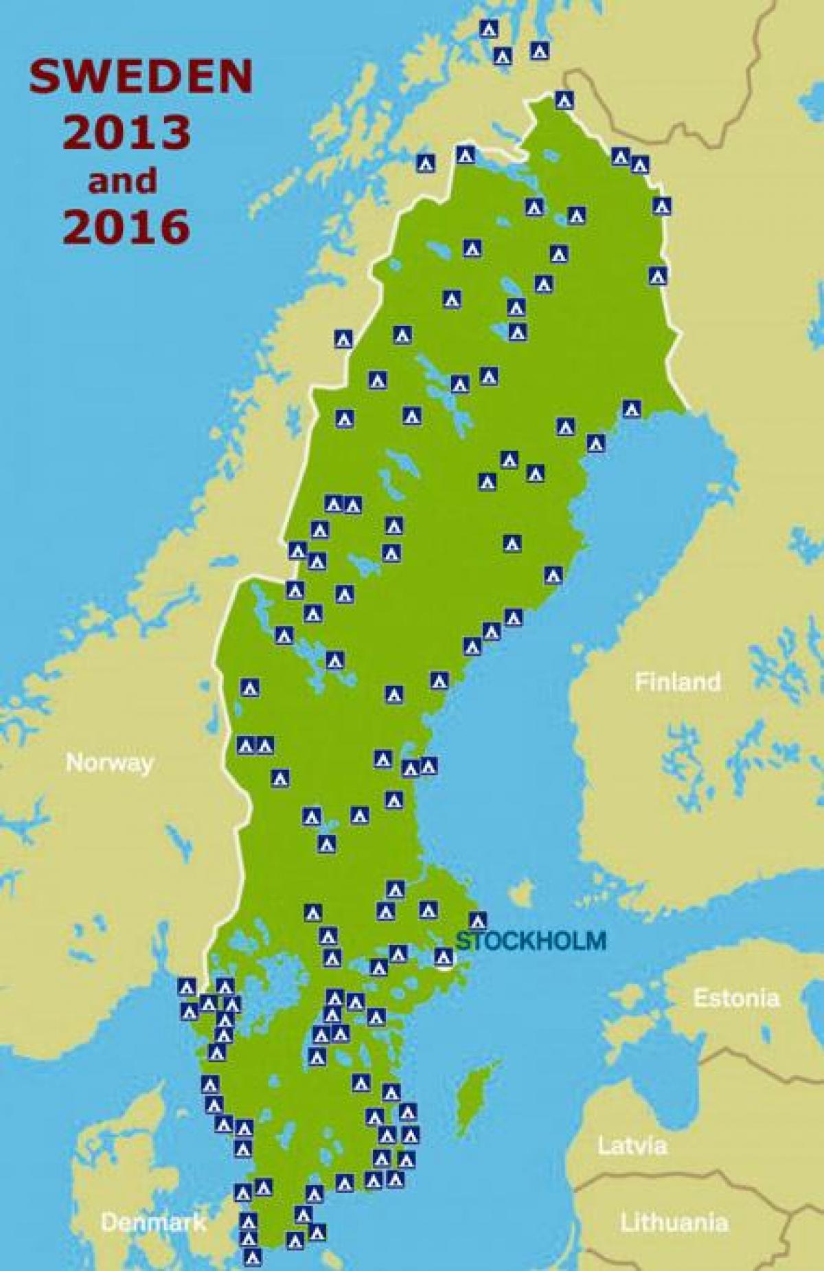 Suecia acampar mapa