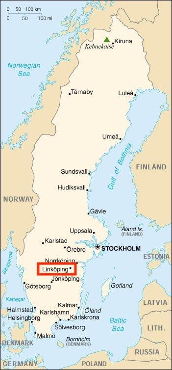 mapa de Linköping, Suecia
