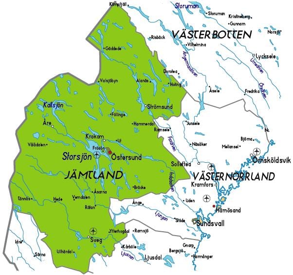 mapa de Jamtland Suecia