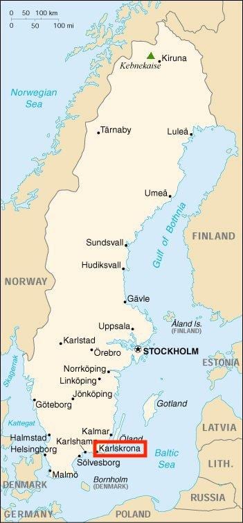 mapa de Suecia, Karlskrona