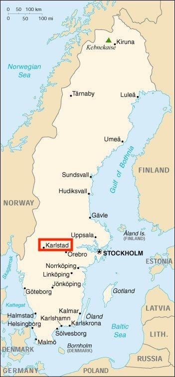 mapa de Karlstad, Suecia