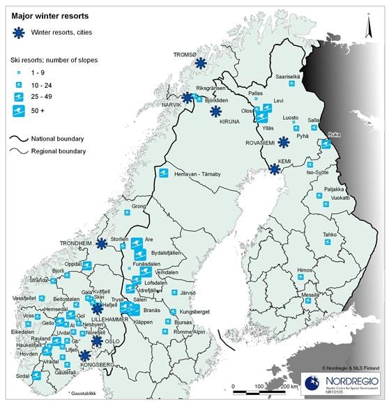 Sueco estaciones de esquí mapa