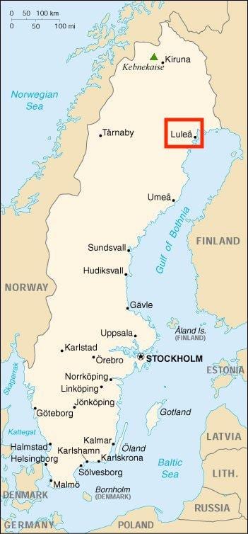 mapa de Luleå Suecia