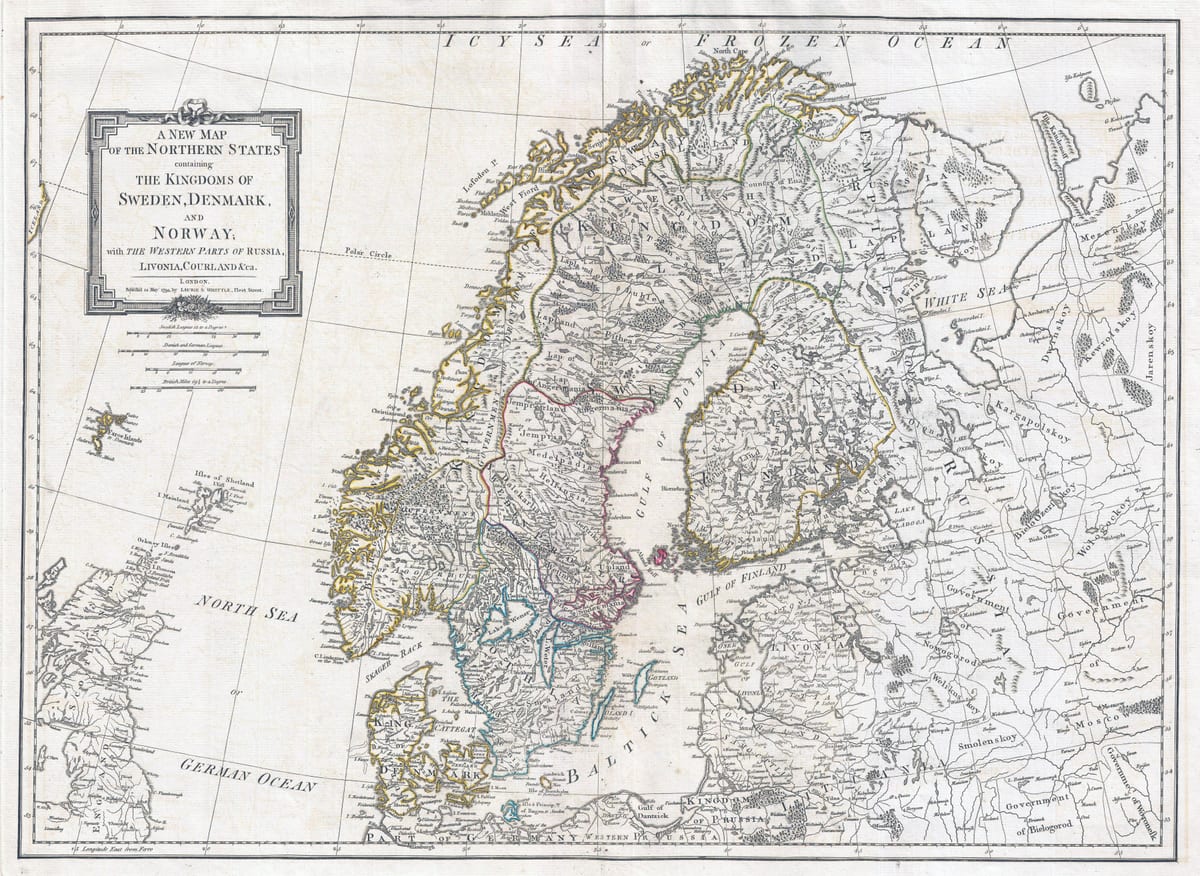 antiguo mapa de Suecia