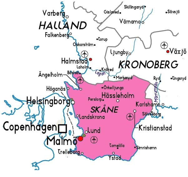 mapa de Suecia, Skane