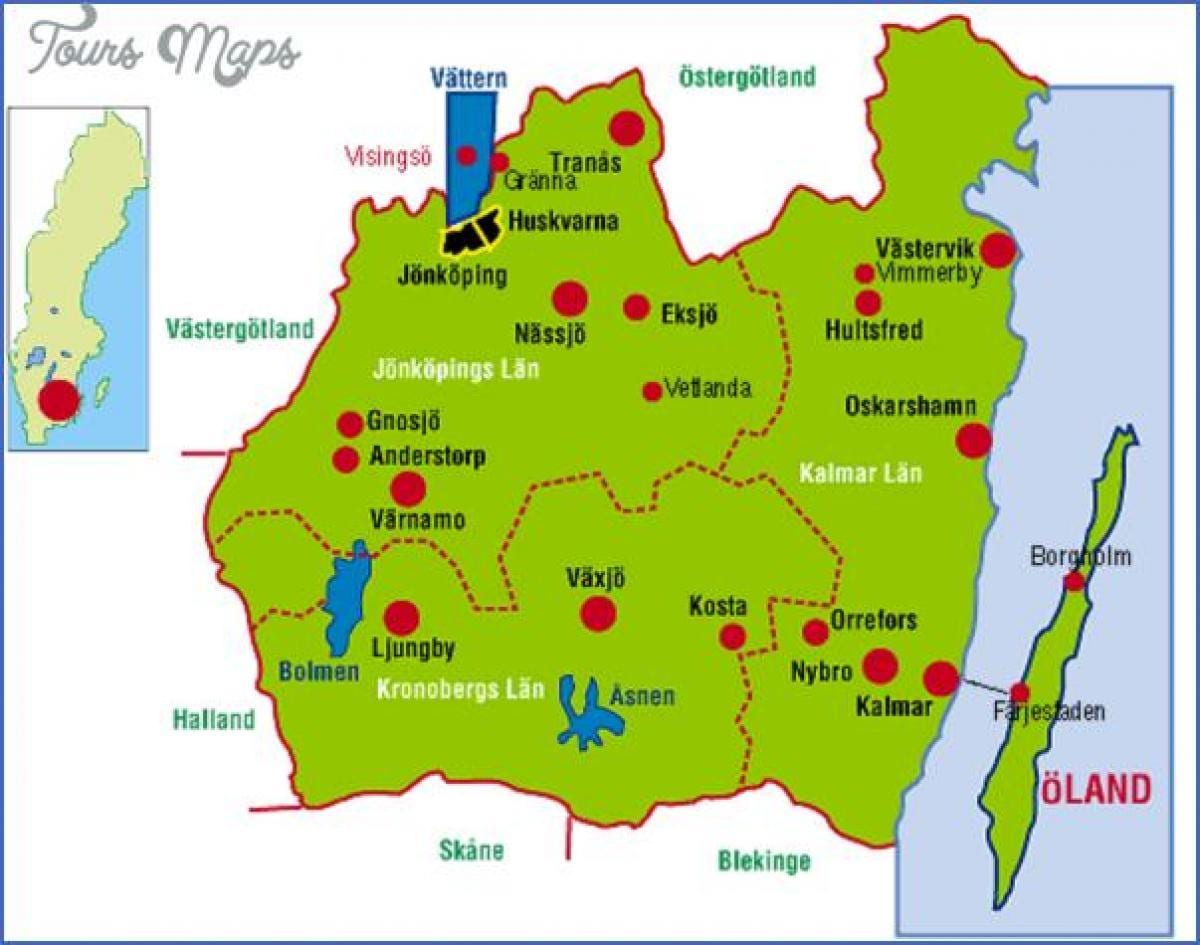 mapa de Småland Suecia