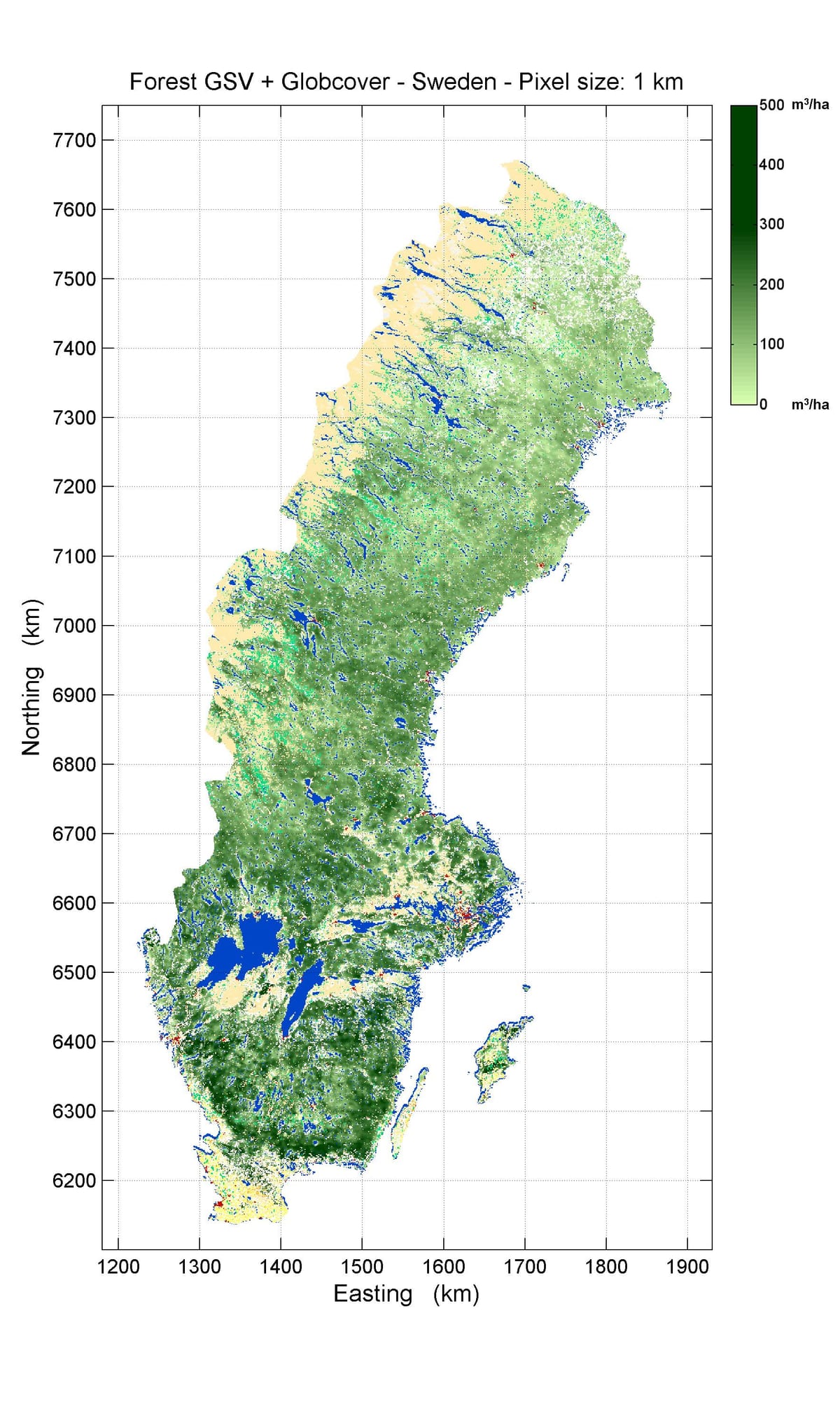 mapa de bosques de Suecia