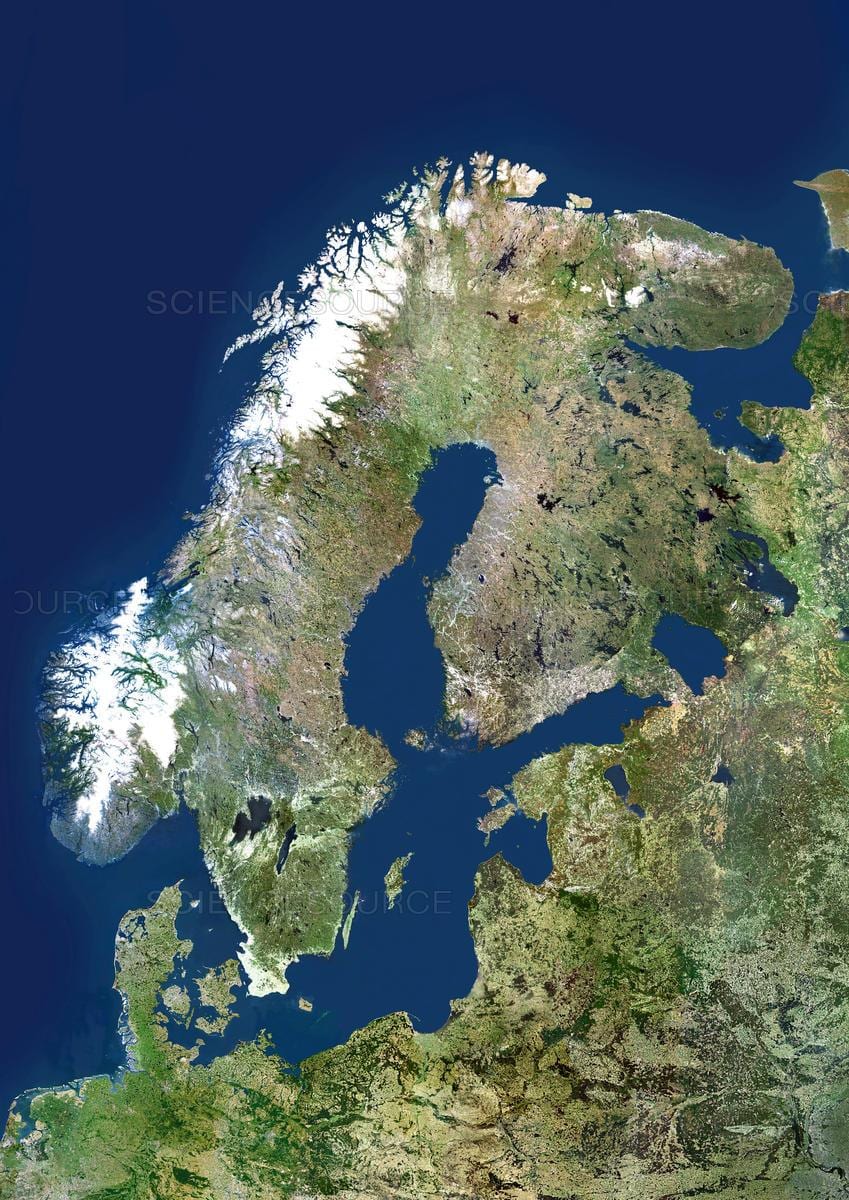 mapa de Suecia satélite