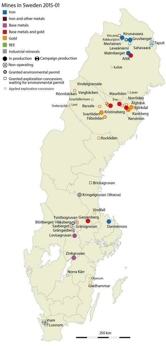 mapa de Suecia recursos naturales