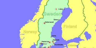 Mapa de aeropuertos en Suecia