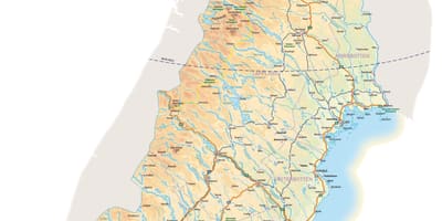 Mapa del norte de Suecia