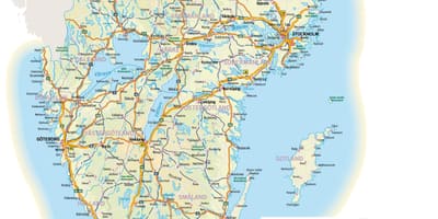 Mapa del sur de Suecia
