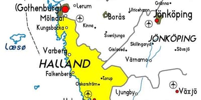 Mapa de Halland Suecia