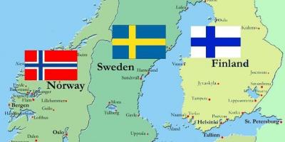 Suecia rodean países en mapa