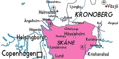 Mapa de Suecia, Skane