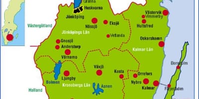 Mapa de Småland Suecia