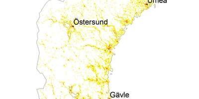 Densidad de población mapa de Suecia