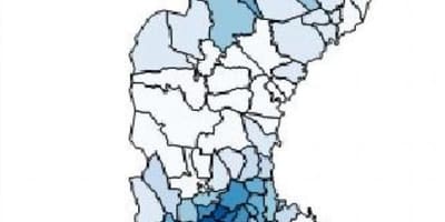 Mapa de Suecia lluvia