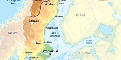 Mapa de Suecia elevación