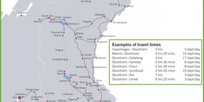 Mapa de trenes Suecia