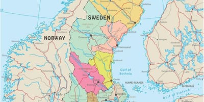 Mapa político de Suecia