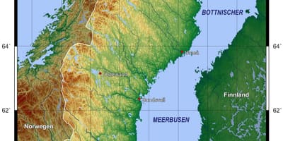El mapa topográfico de Suecia